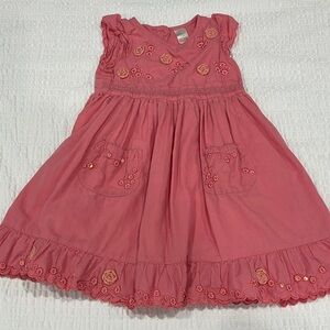 Next Pink Kids Dress with Floral Embroidered Accents